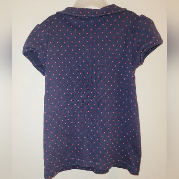 😺 Vintage Gymboree Homecoming Kitty Navy Ruffled Polkadot Polo Top Girls 5 - Picture 2 of 4